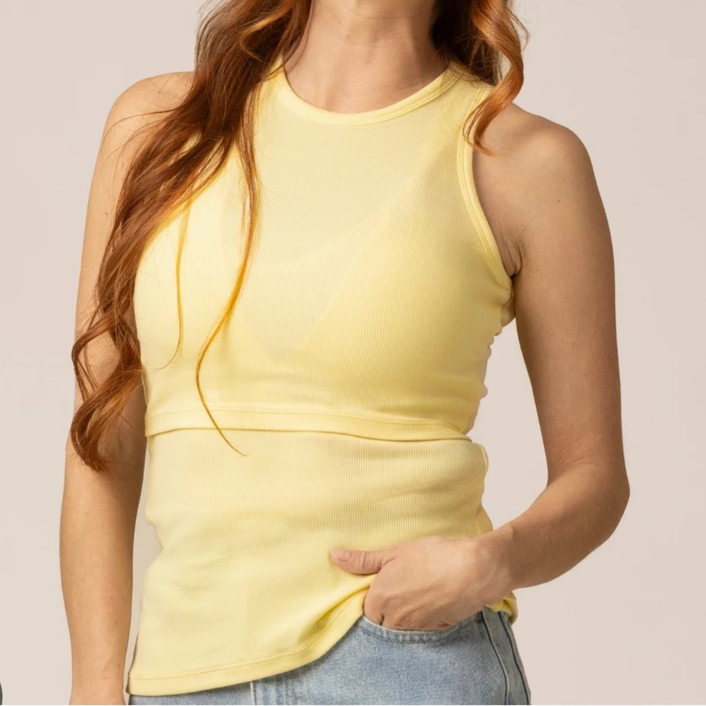 Kindred Bravely Ribbed Racerback Nursing Tank - Light Yellow